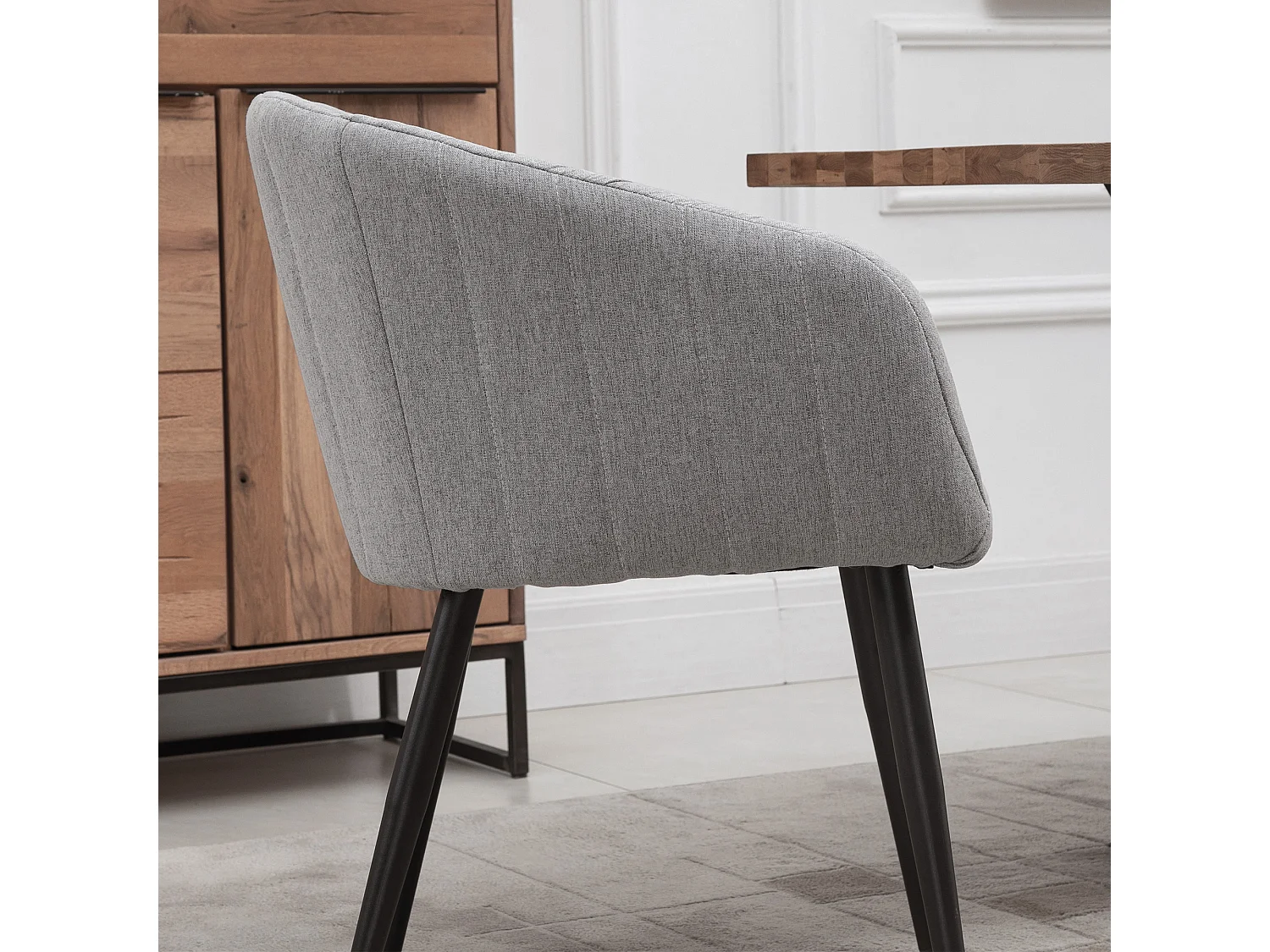 Set 2 sedie imbottite moderne rivestimento in tessuto grigio