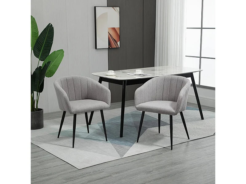 Set 2 sedie imbottite moderne rivestimento in tessuto grigio