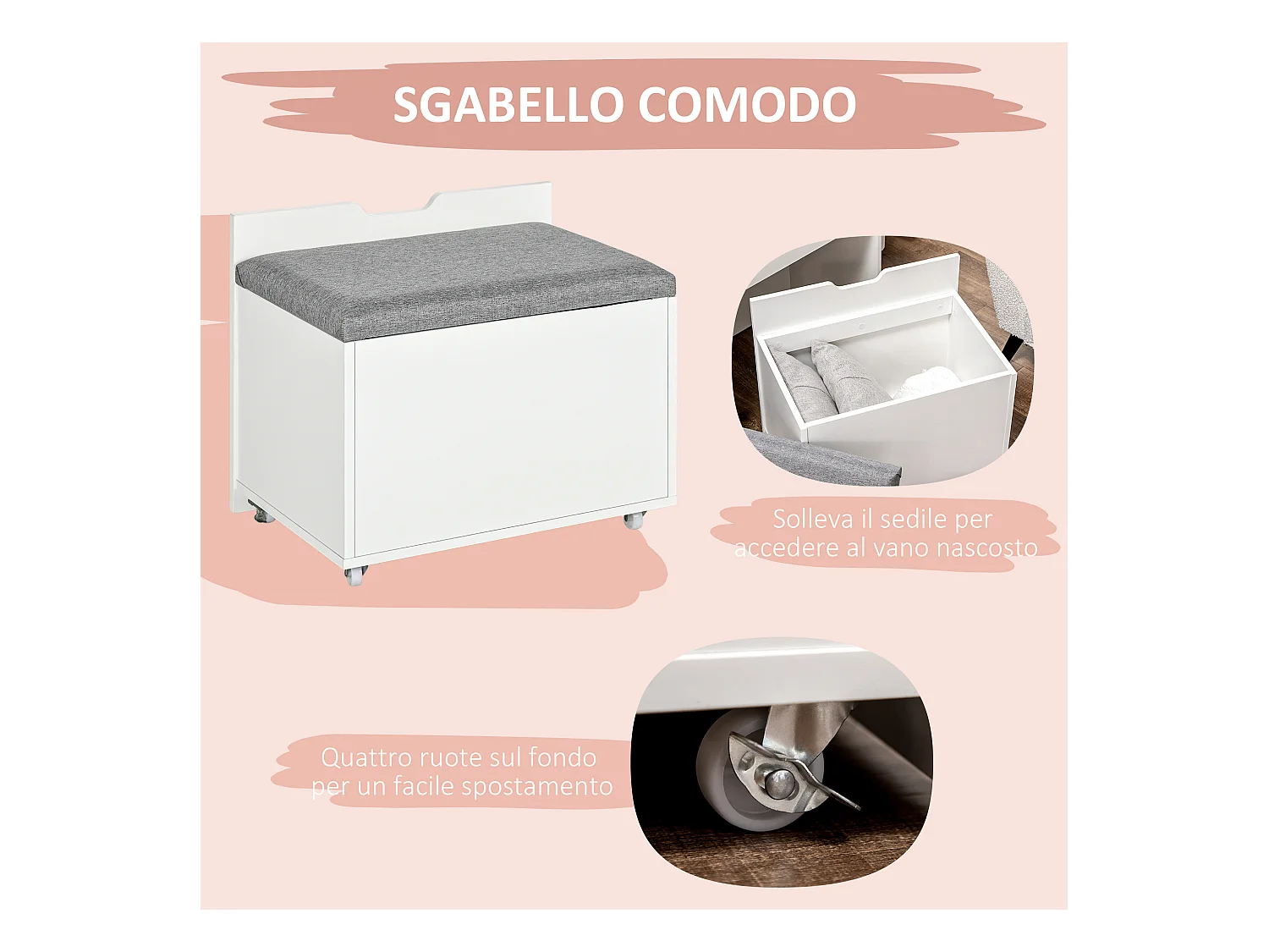 Toeletta da camera con specchiera cassetto e sgabello in legno