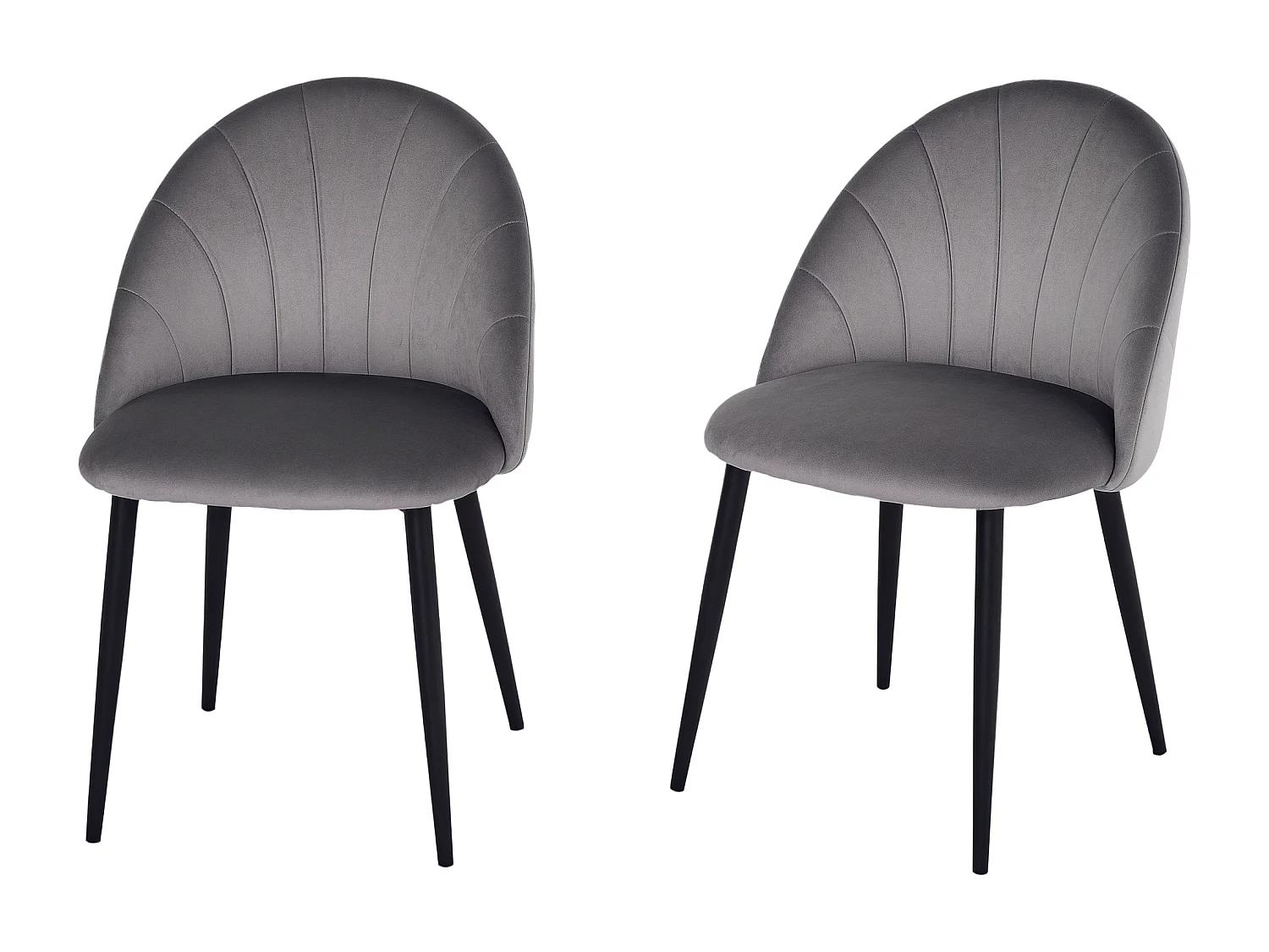 Set 2 sedie da pranzo vellutate in stile nordico 52x54x79 cm grigio
