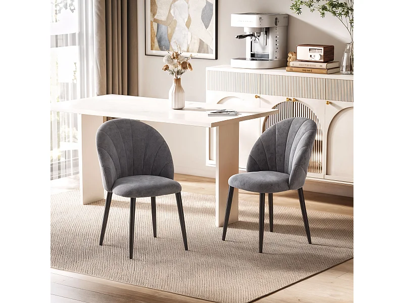 Set 2 sedie da pranzo vellutate in stile nordico 52x54x79 cm grigio