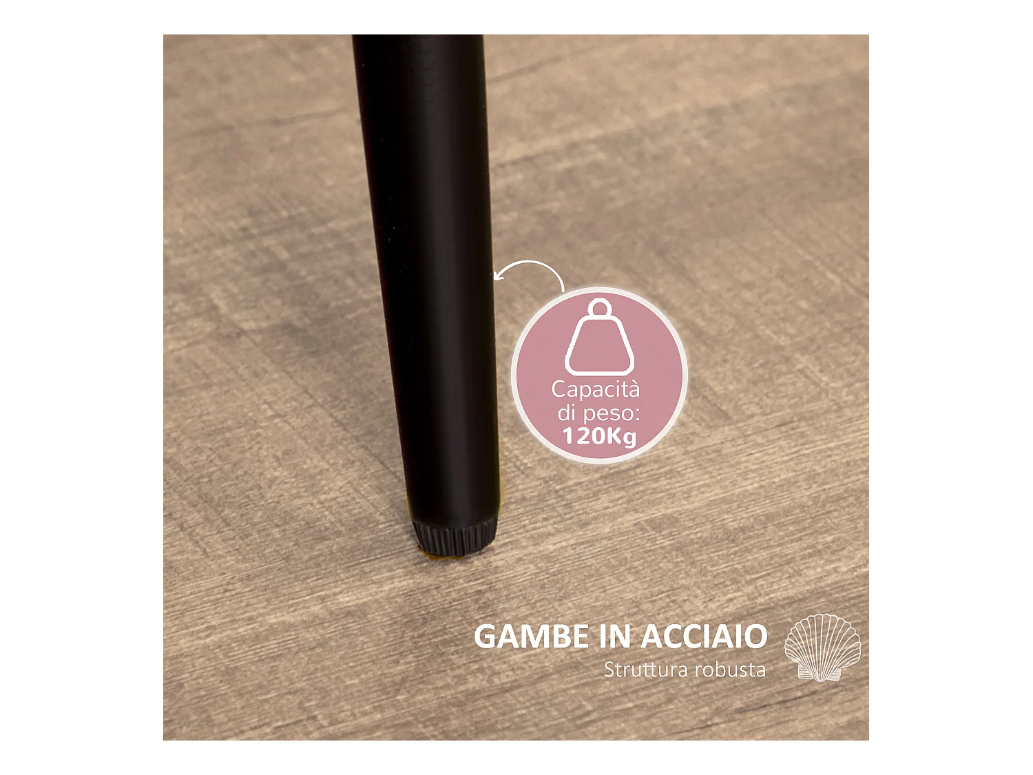 Set 2 sedie da pranzo imbottite stile nordico in velluto rosa