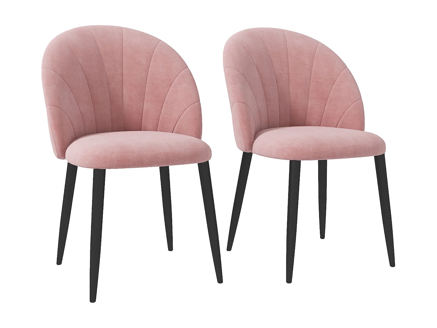 Set 2 sedie da pranzo imbottite stile nordico in velluto rosa