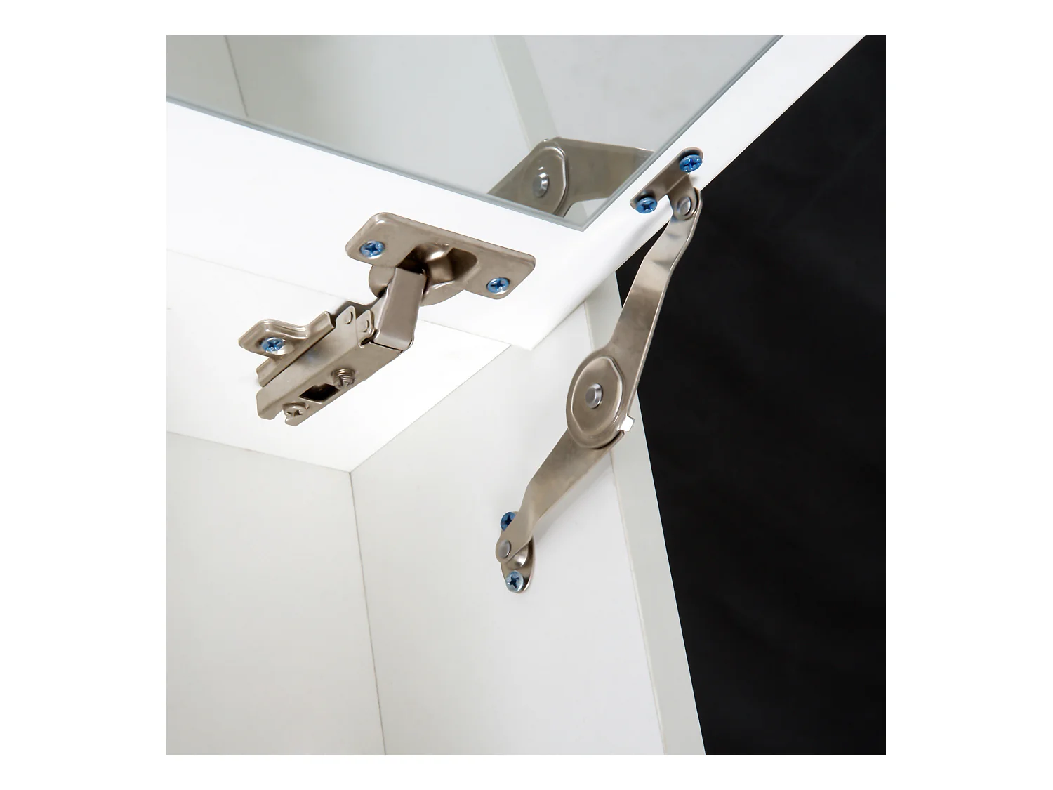 Tavolo da trucco con sgabello e specchio richiudibile in mdf bianco