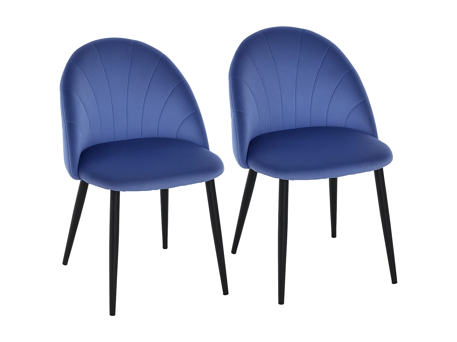 Set 2 sedie da pranzo vellutate in stile nordico 52x54x79 cm blu