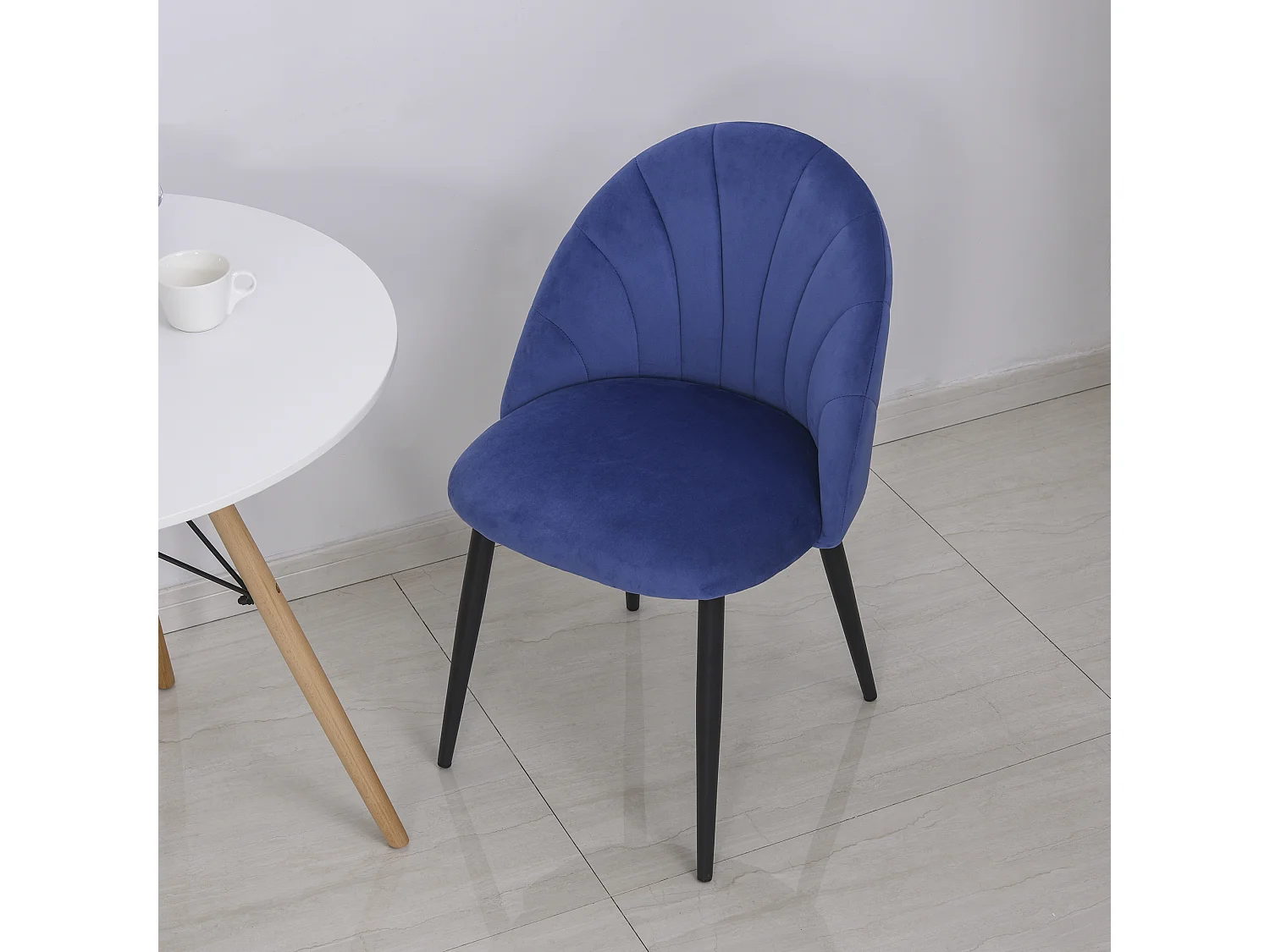 Set 2 sedie da pranzo vellutate in stile nordico 52x54x79 cm blu