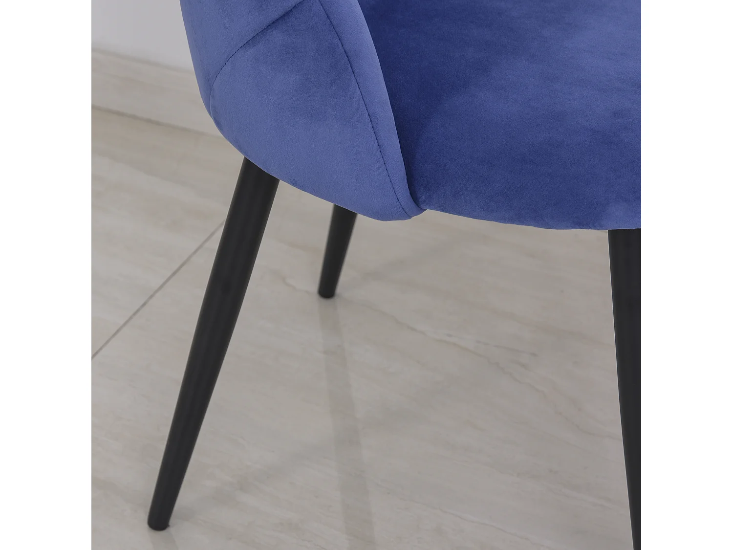 Set 2 sedie da pranzo vellutate in stile nordico 52x54x79 cm blu