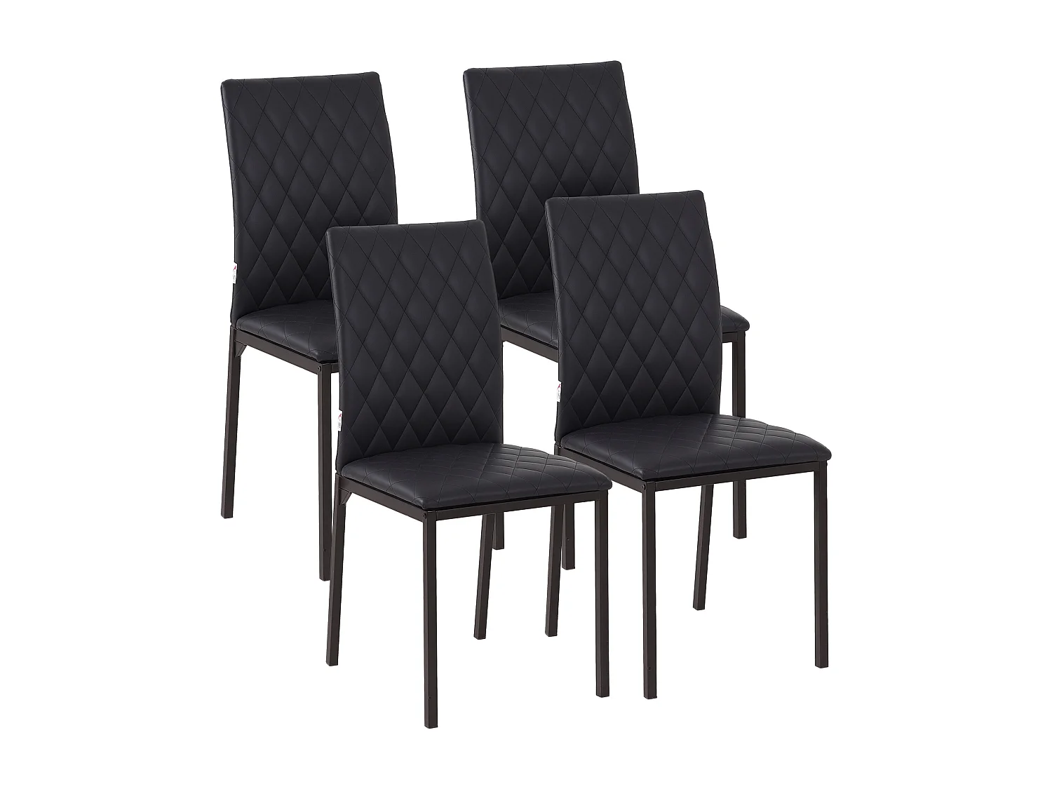 Set di 4 sedie da pranzo moderne in finta pelle nero