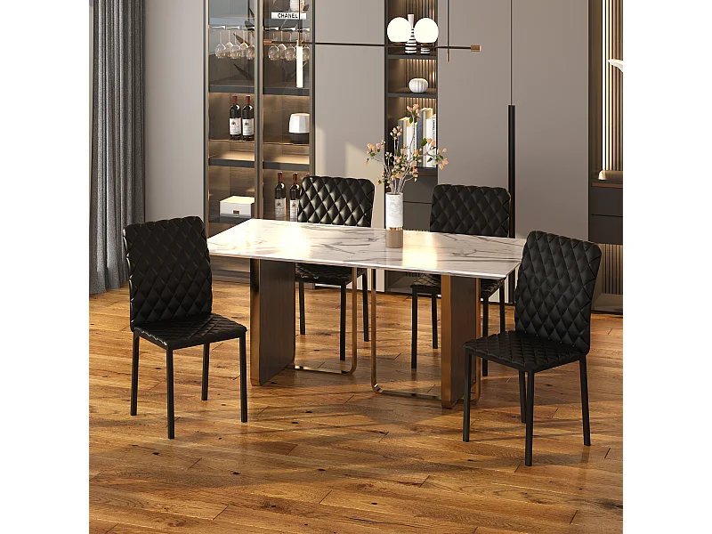 Set di 4 sedie da pranzo moderne in finta pelle nero