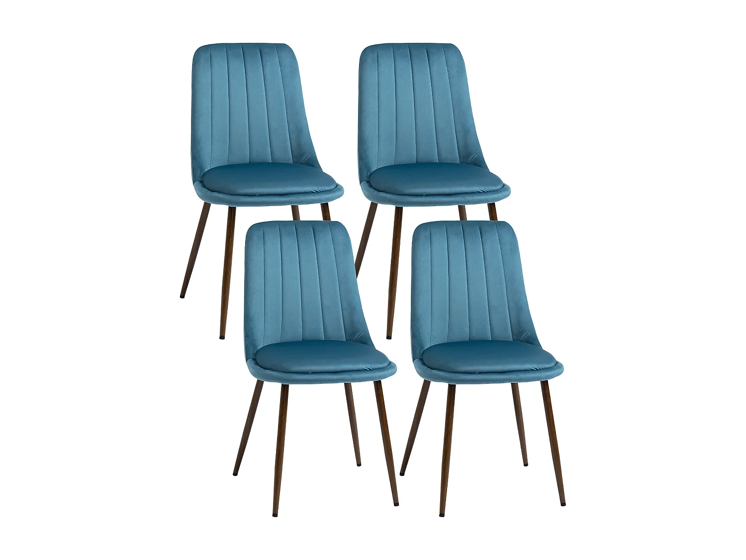 Set 4 sedie da cucina imbottite in poliestere e acciaio blu