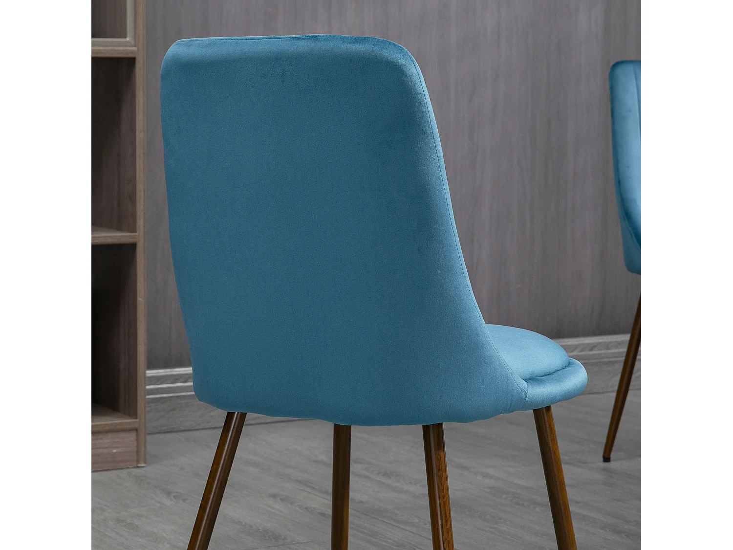 Set 4 sedie da cucina imbottite in poliestere e acciaio blu