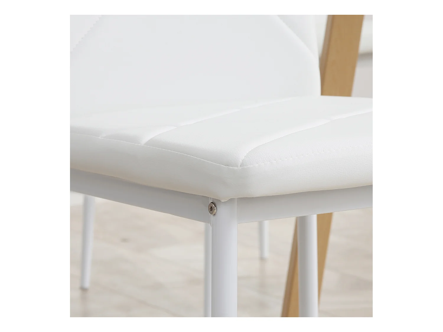 Set 2 sedie da pranzo in finta pelle acciaio con schienale alto bianco