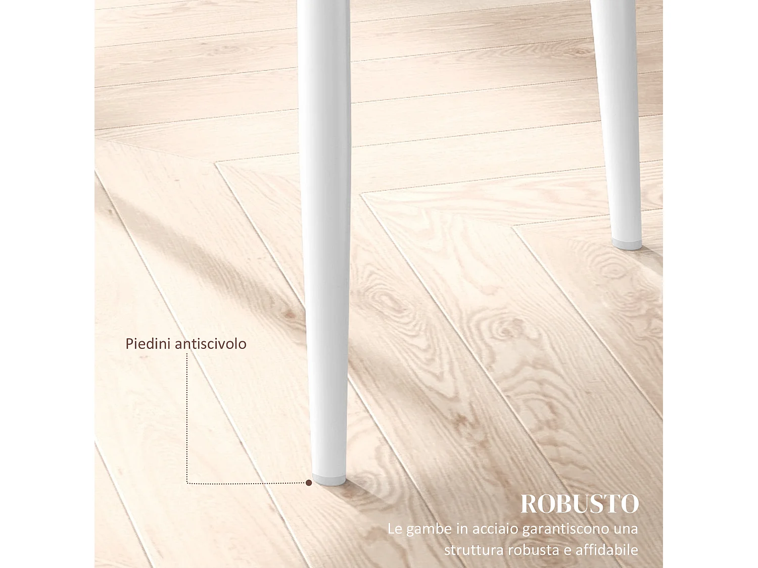 Set 2 sedie da pranzo in finta pelle acciaio con schienale alto bianco