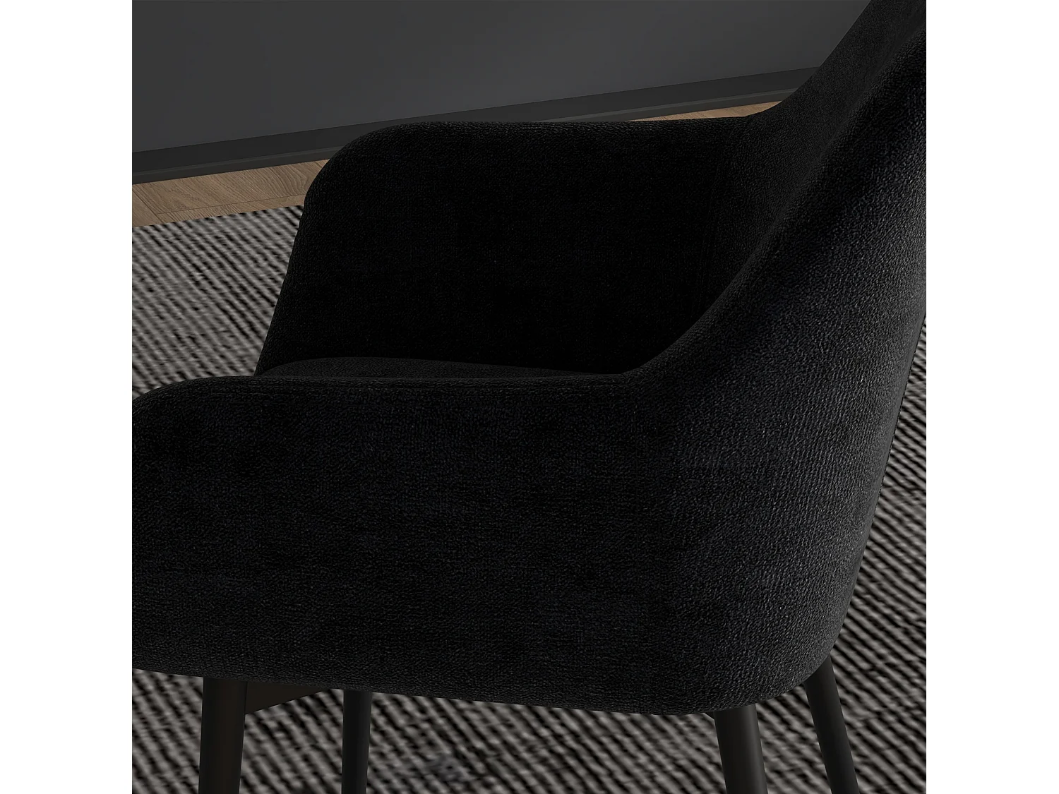 Set 2 sedie per sala da pranzo con braccioli in velluto nero