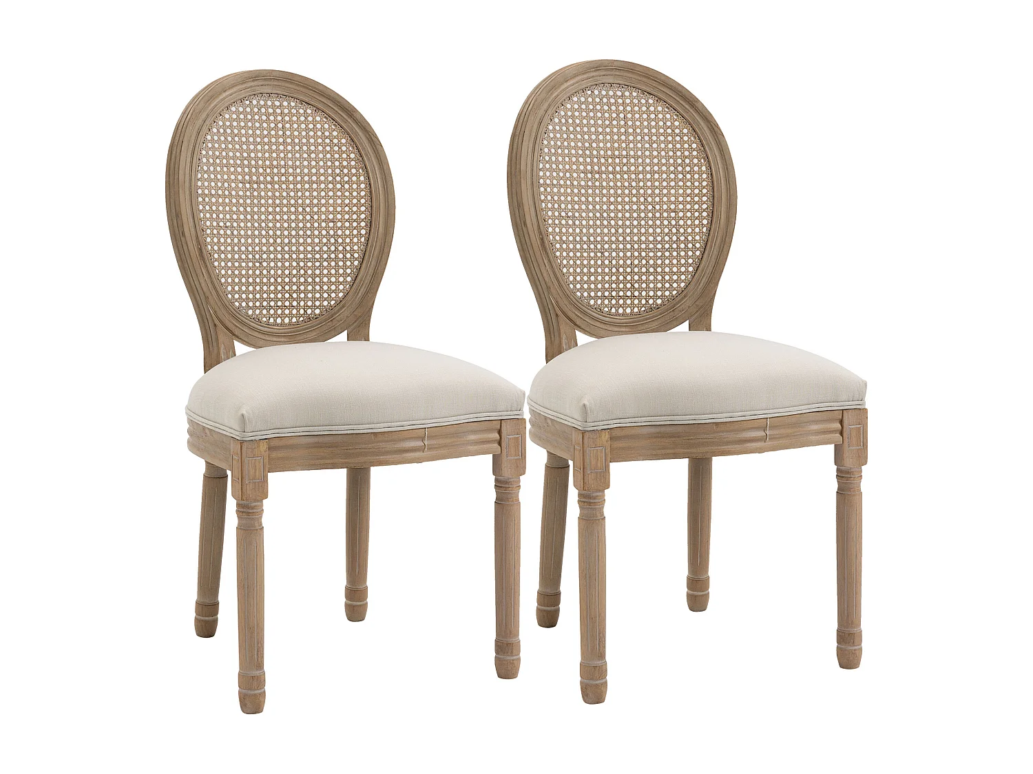 Set 2 sedie soggiorno schienale traforato 49x56x96cm crema