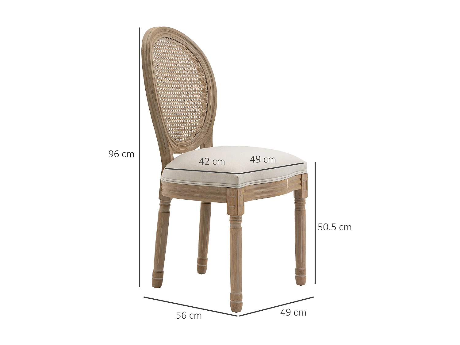 Set 2 sedie soggiorno schienale traforato 49x56x96cm crema