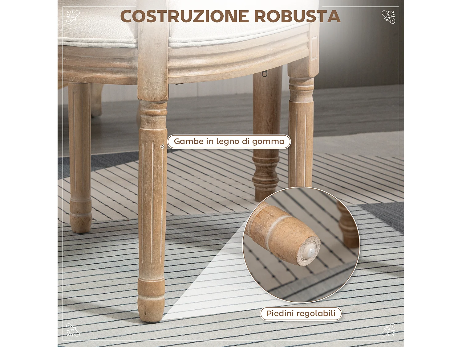 Set 2 sedie soggiorno schienale traforato 49x56x96cm crema