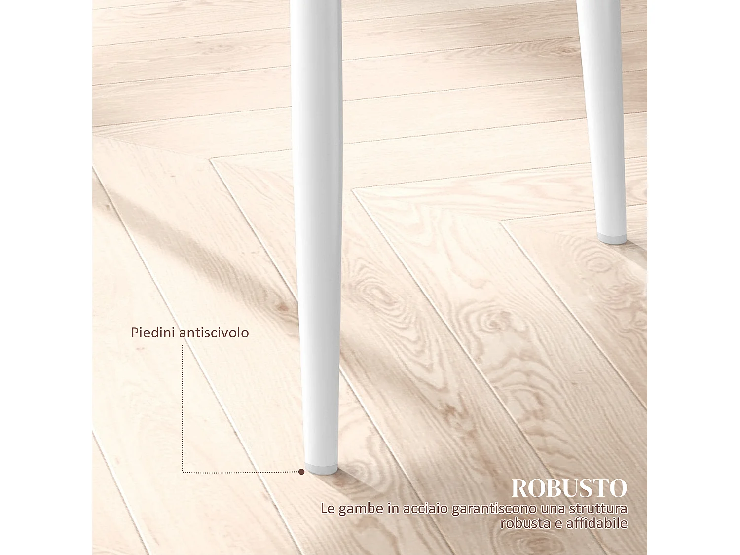 Set 6 sedie da pranzo in finta pelle acciaio con schienale alto bianco