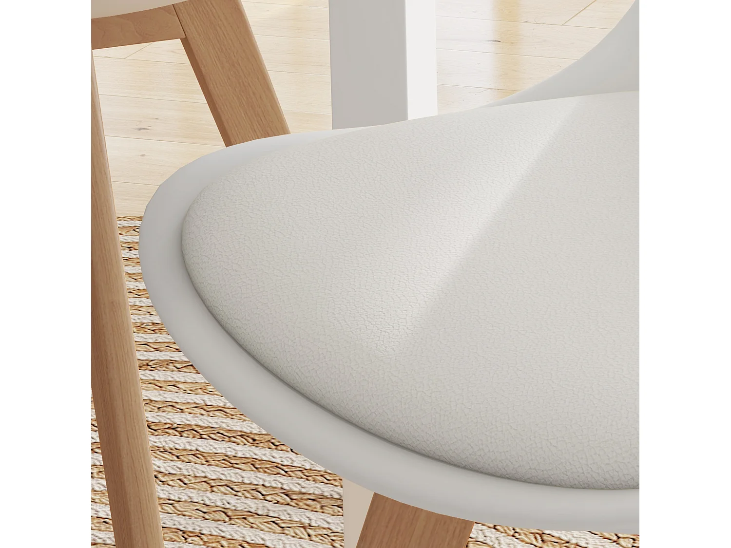 Set 4 sedie da pranzo moderne con cuscino in plastica e legno bianco