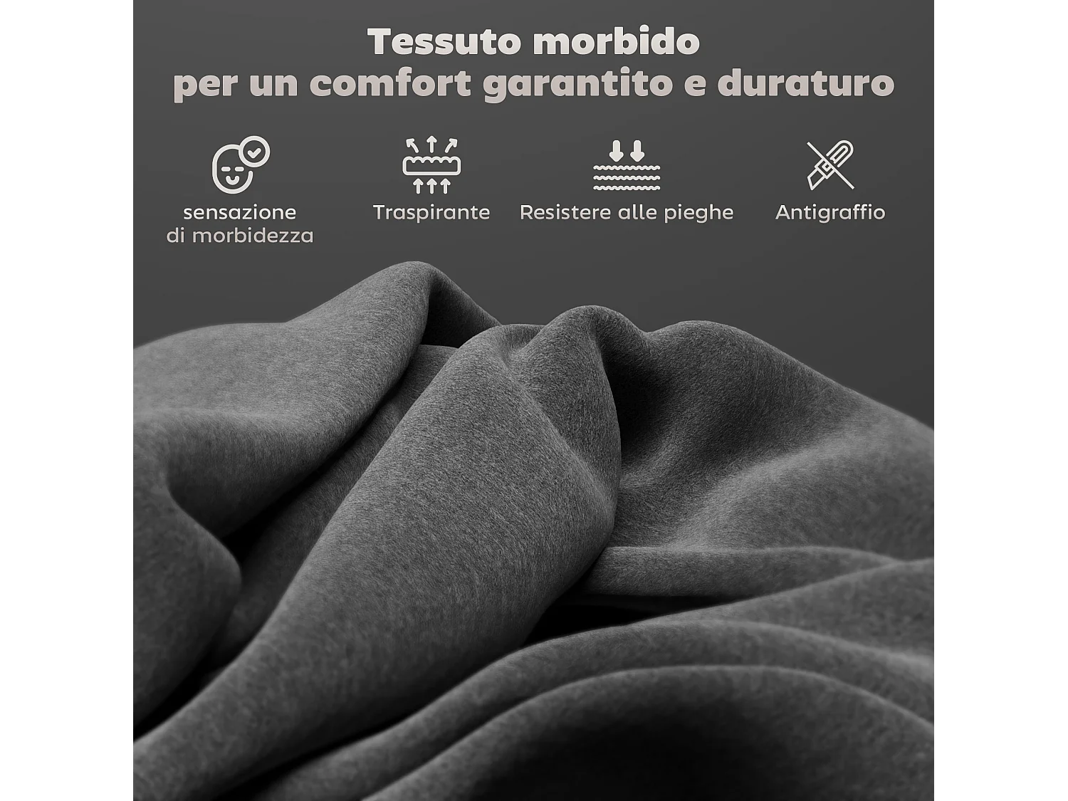 Set 2 sedie da pranzo imbottite senza braccioli in velluto grigio