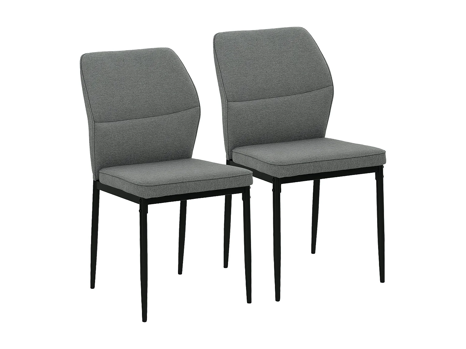 Set 2 sedie da pranzo imbottite senza braccioli in velluto grigio