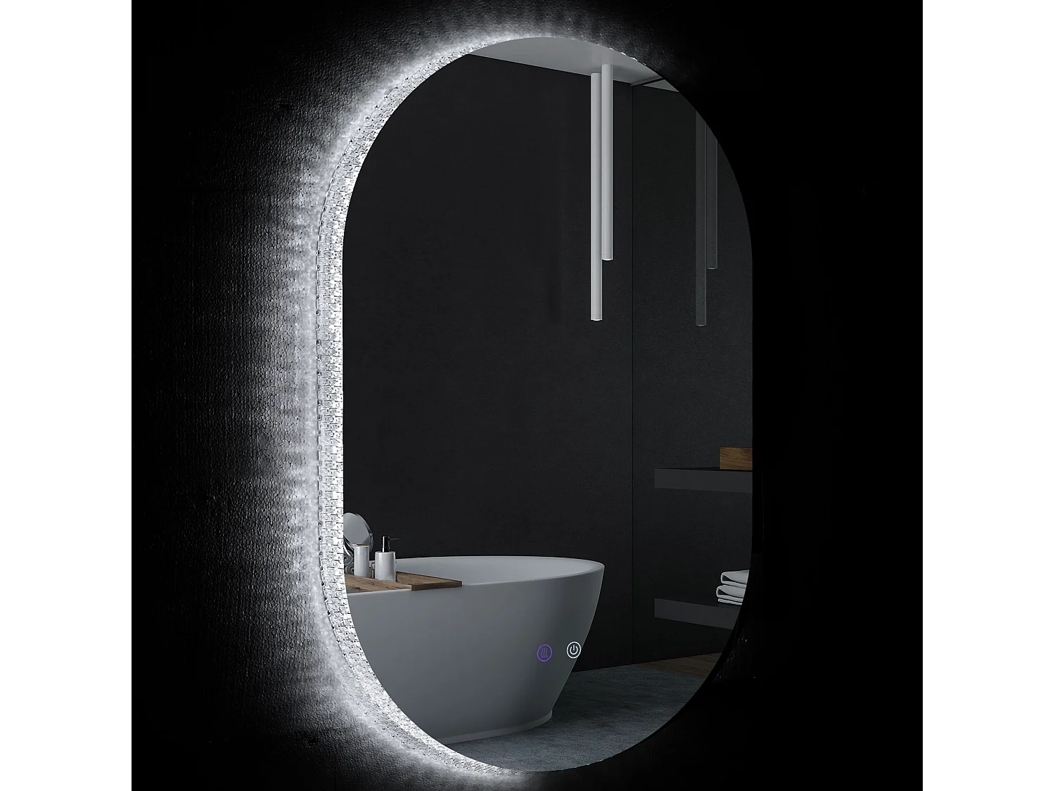 Specchio bagno led in vetro e alluminio con luminosità regolabile