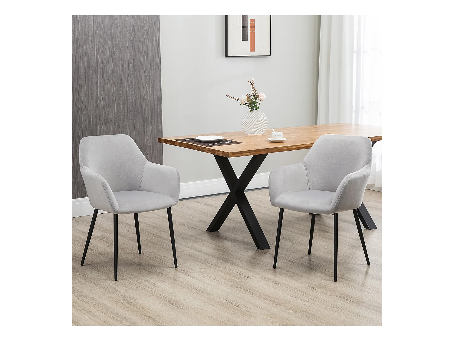 Set 2 sedie per soggiorno stile nordico con seduta imbottita