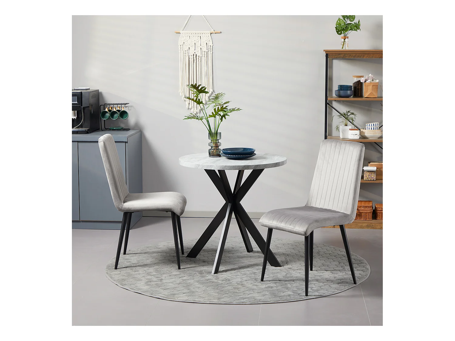 Sedie da cucina imbottite set 2pz moderno grigio e nero