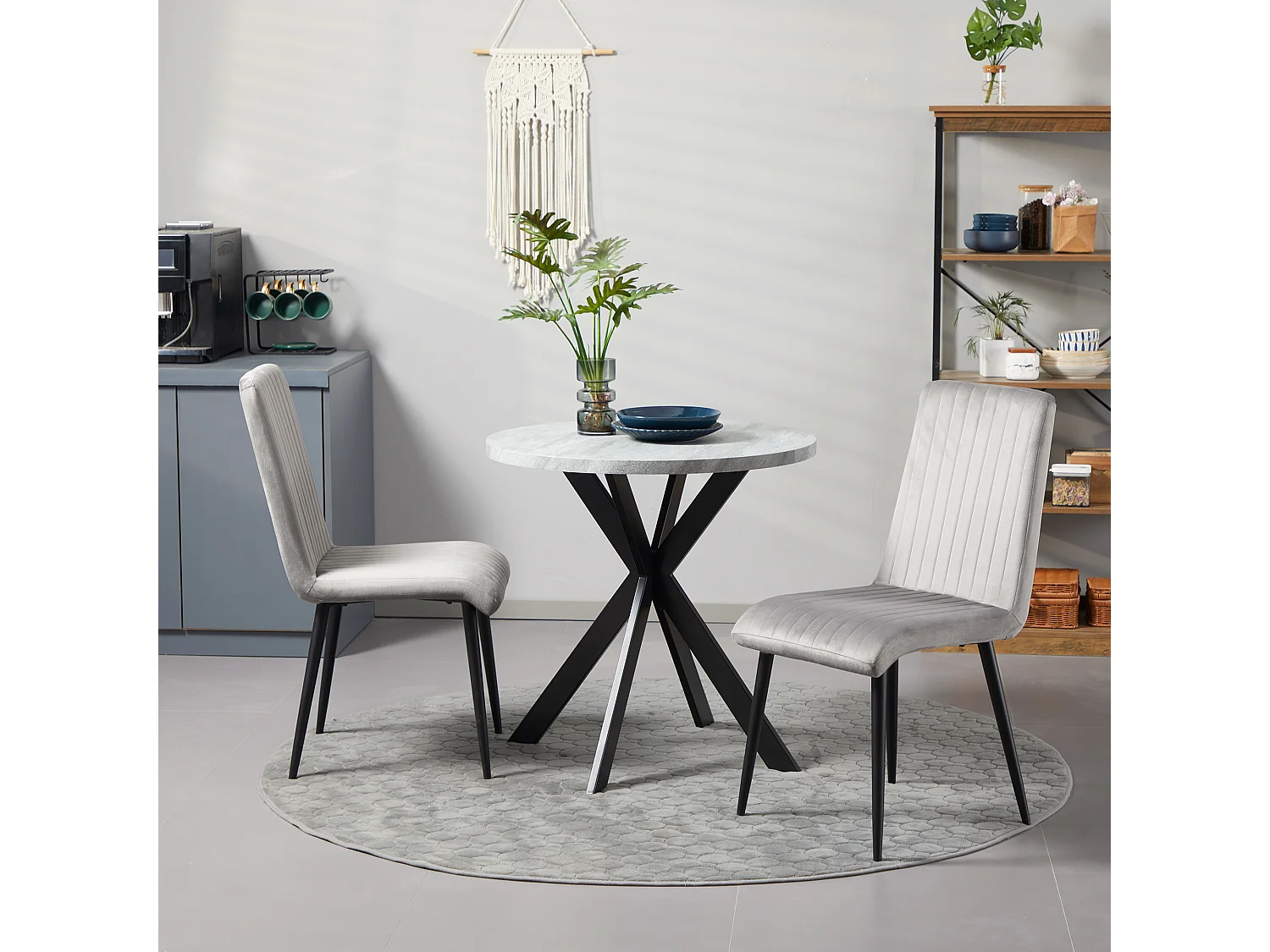 Sedie da cucina imbottite set 2pz moderno grigio e nero