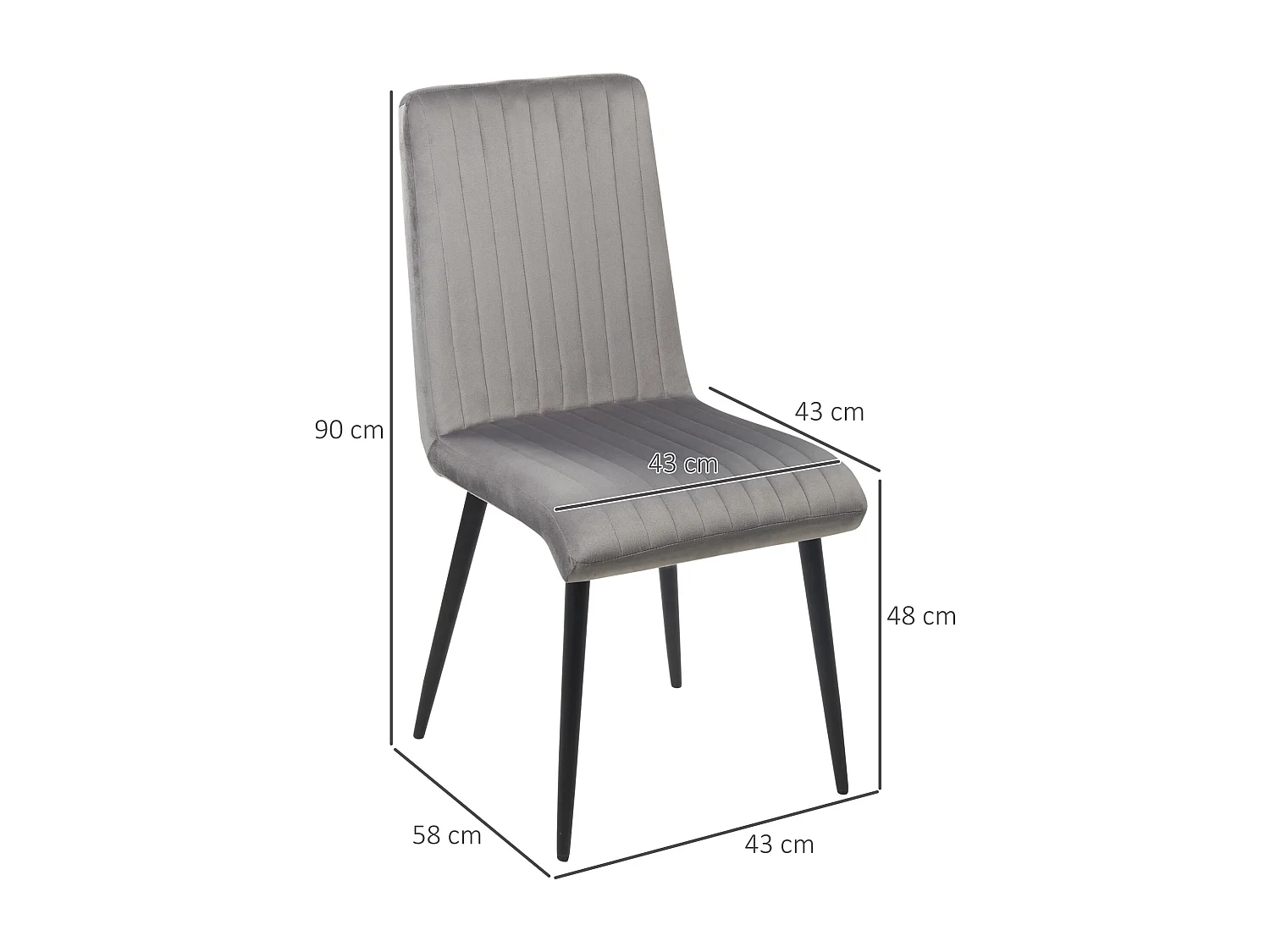 Sedie da cucina imbottite set 2pz moderno grigio e nero