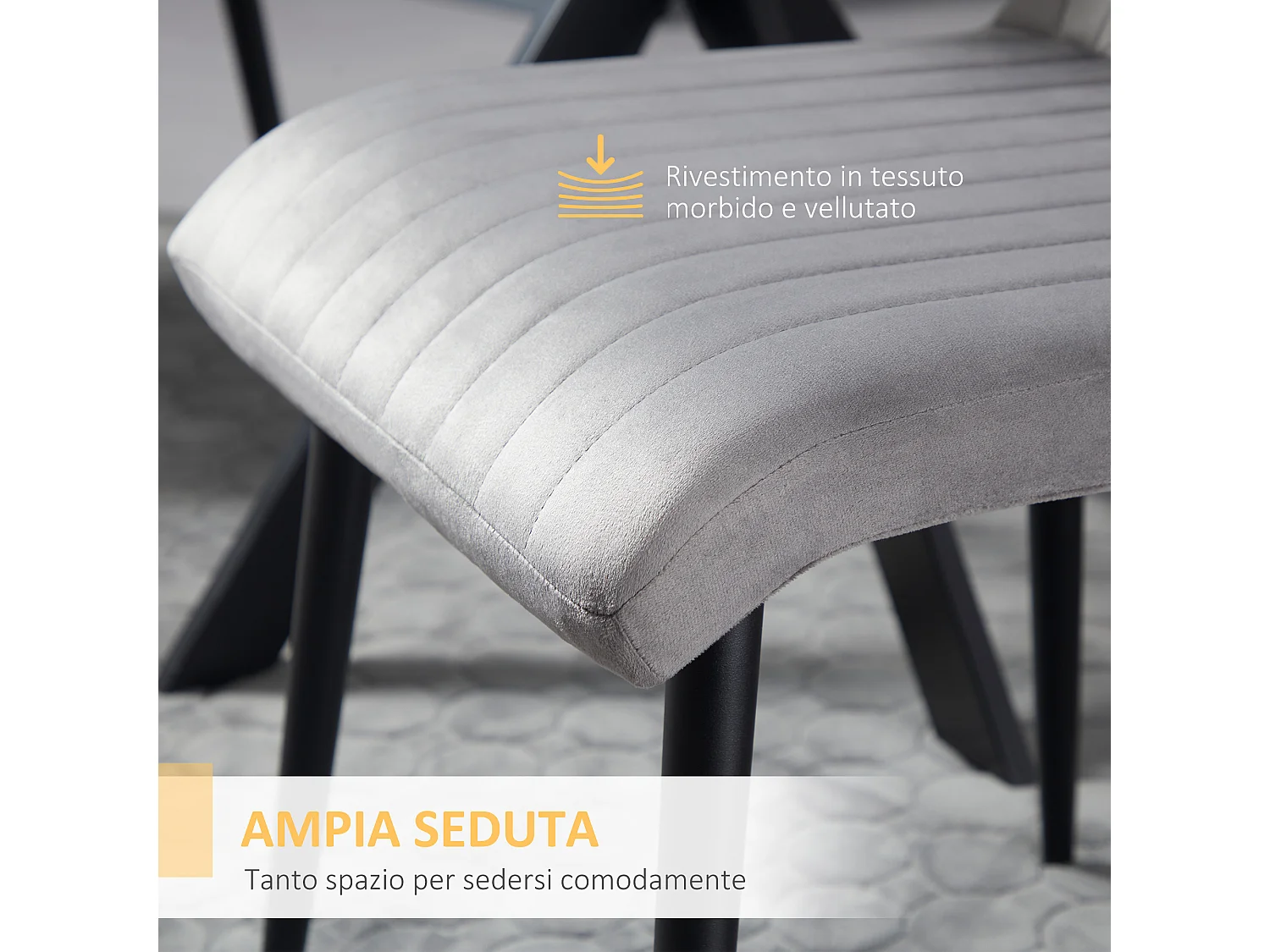 Sedie da cucina imbottite set 2pz moderno grigio e nero