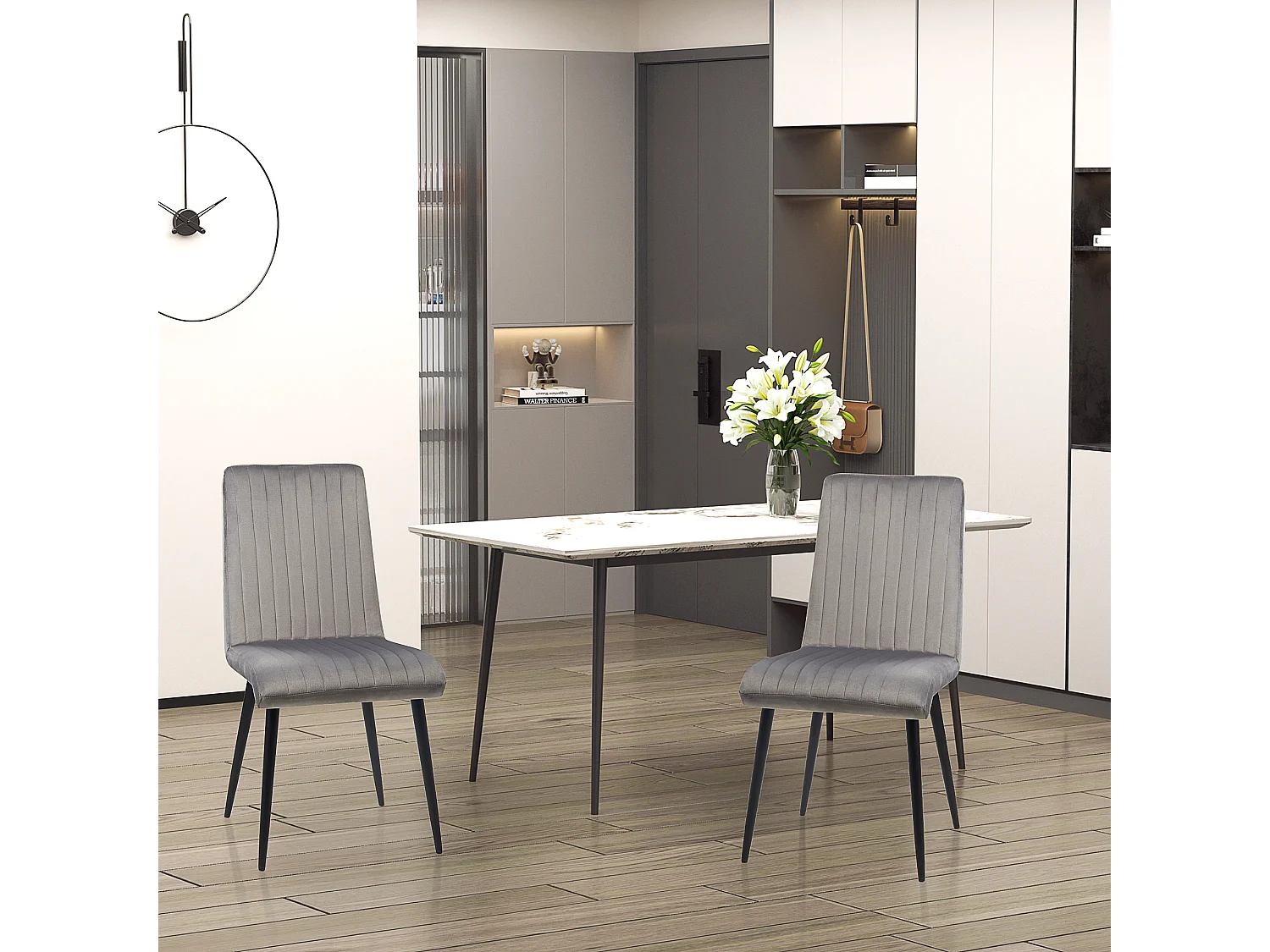 Sedie da cucina imbottite set 2pz moderno grigio e nero