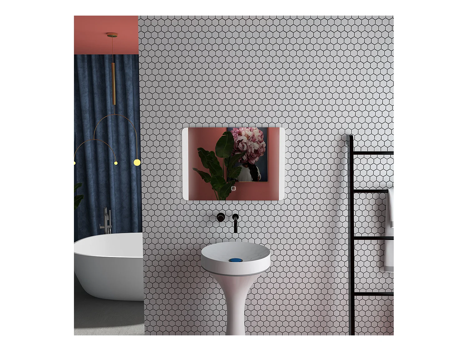 Specchio bagno con luce led interruttore touch e antiappannamento