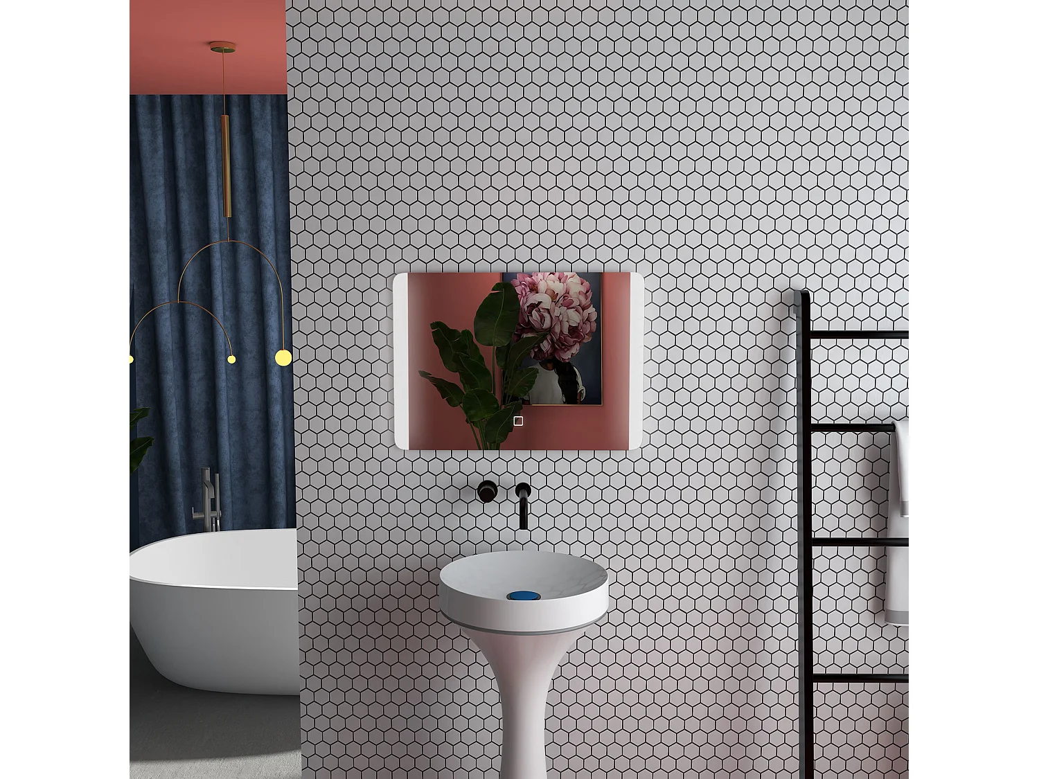 Specchio bagno con luce led interruttore touch e antiappannamento