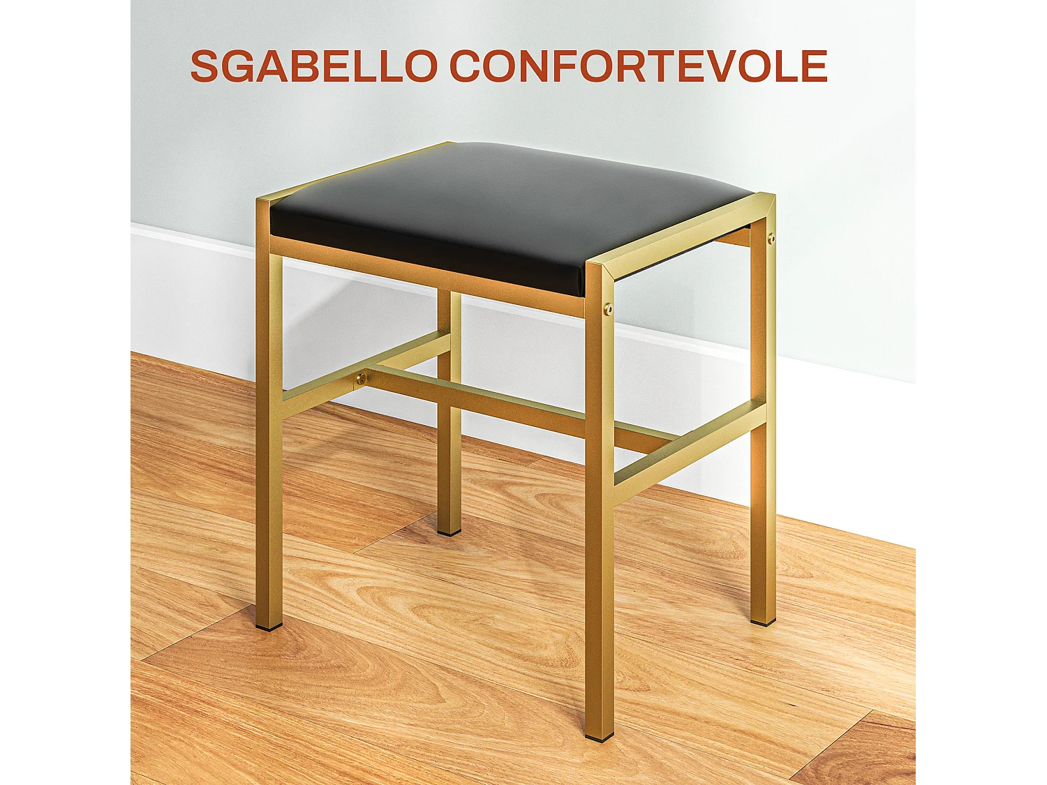 Tavolo da trucco a 2 cassetti 6 ripiani con accessori e sgabello nero