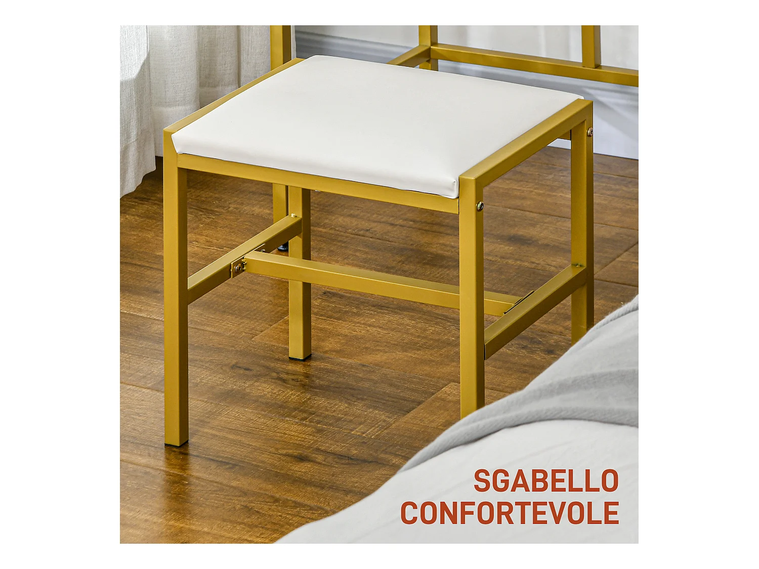Set toeletta con sgabello e specchio illuminato cassetti e ripiani