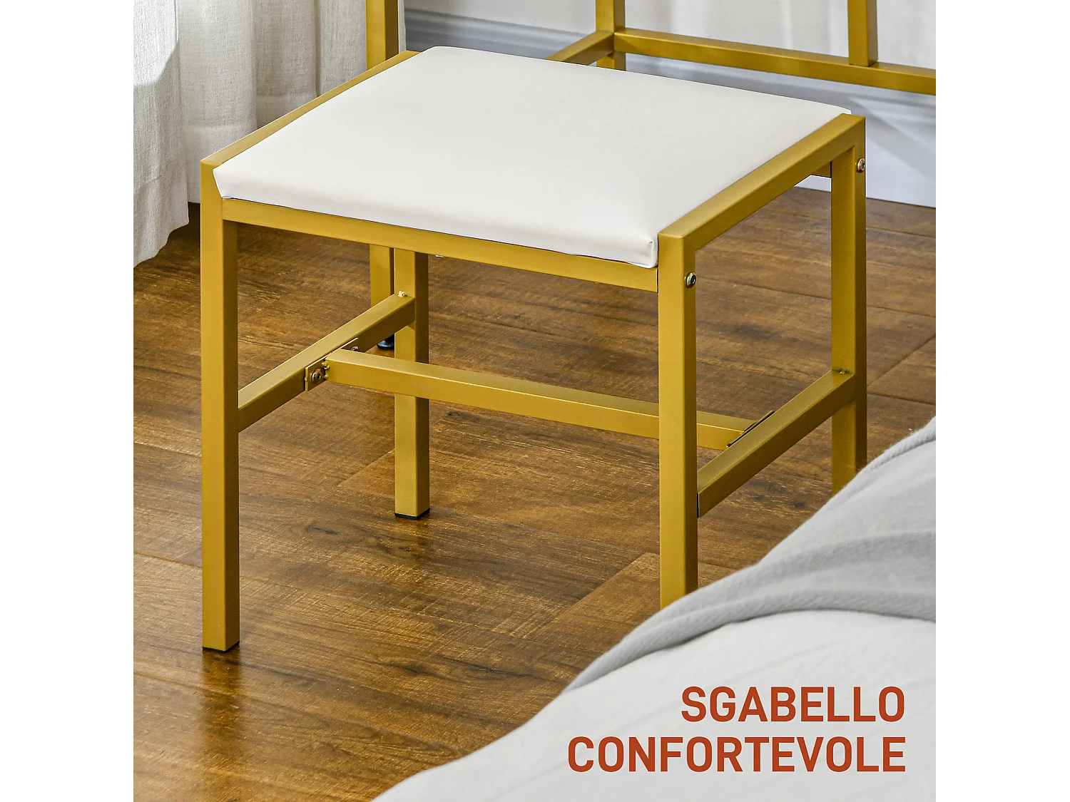 Set toeletta con sgabello e specchio illuminato cassetti e ripiani