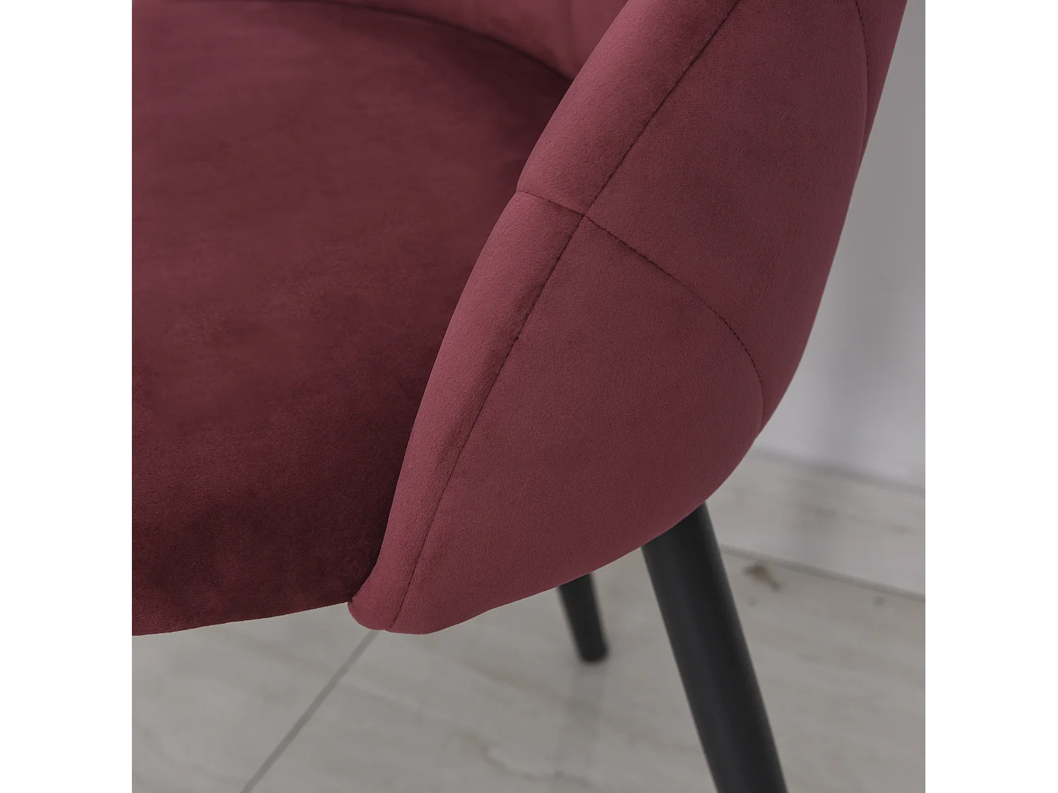 Set 2 sedie da pranzo vellutate stile nordico 52x54x79 cm rosso scuro