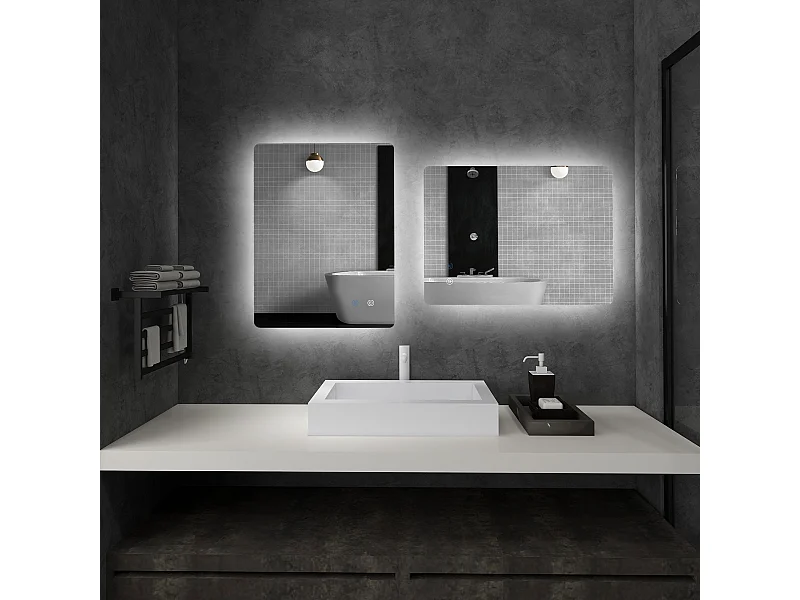 Specchio bagno con luce led regolabile e anti-appannamento 70x50 cm