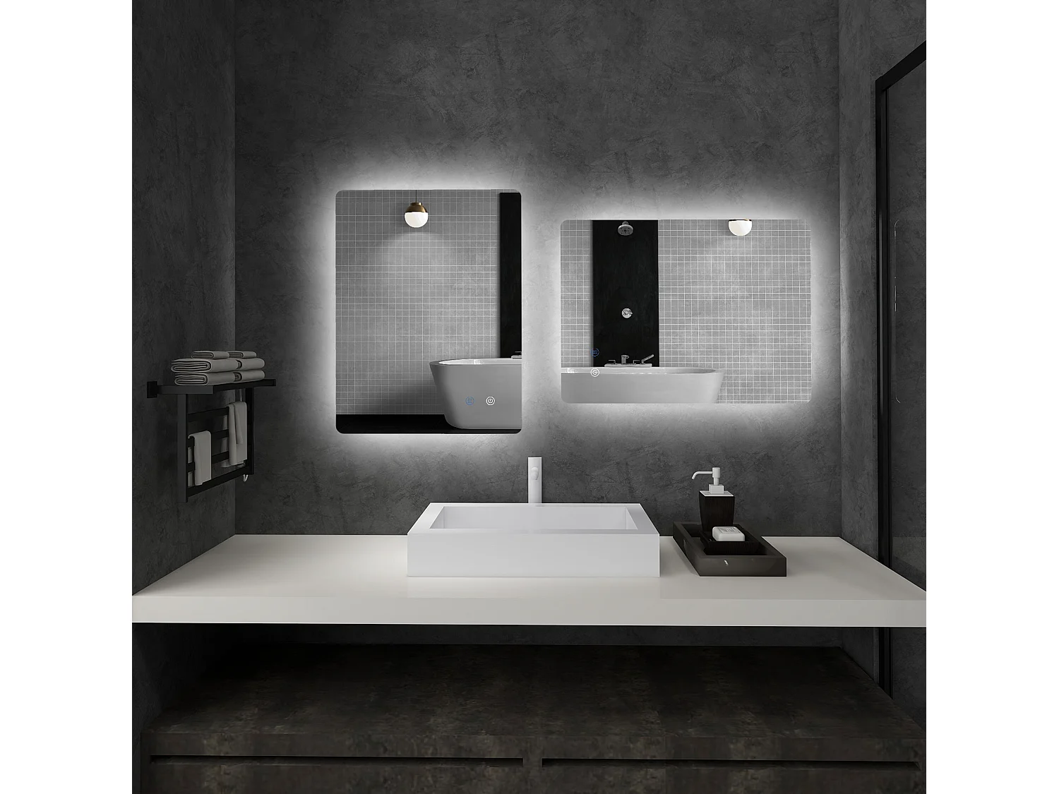 Specchio bagno con luce led regolabile e anti-appannamento 70x50 cm