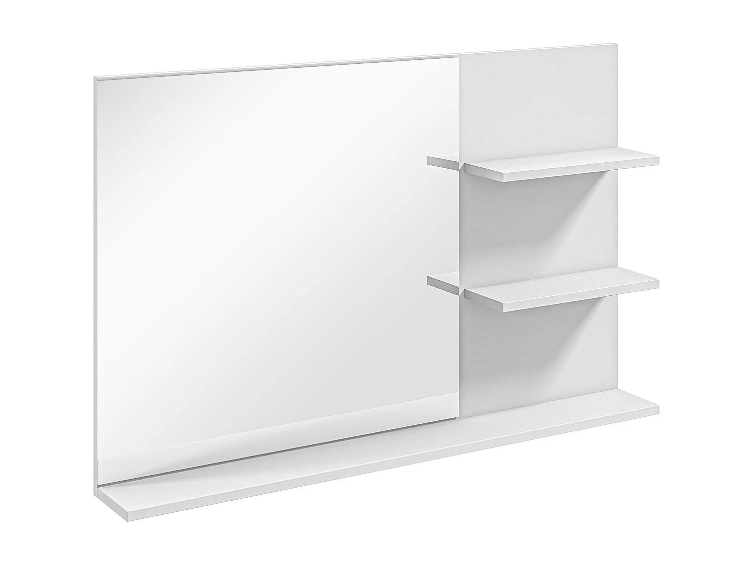 Specchio da bagno con 2 ripiani laterali e ripiano inferiore