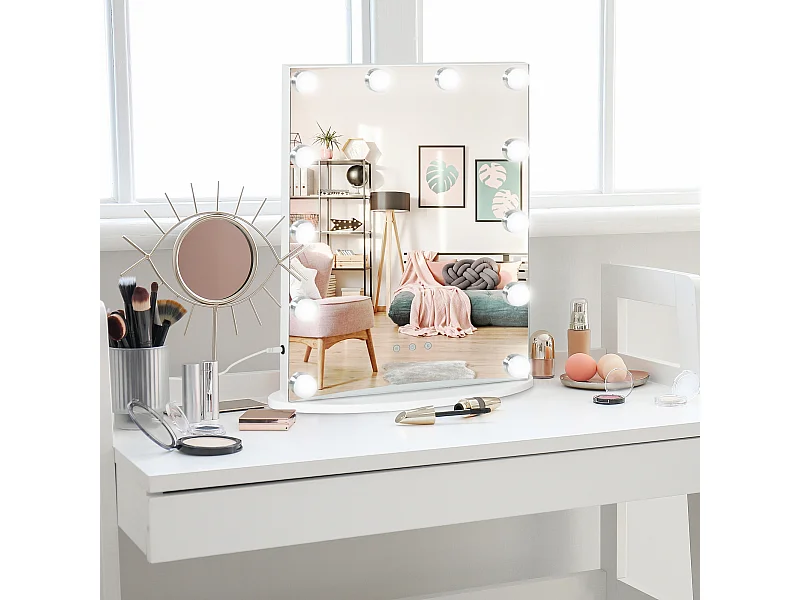 Specchio da tavolo professionale makeup con 12 luci a led dimmerabili