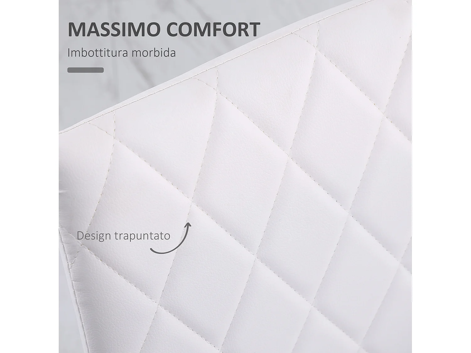 Set 4 sedie imbottite 41x50x91cm in similpelle bianca