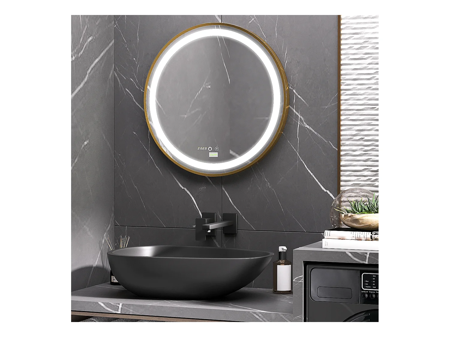 Specchio bagno con luce led regolabile e funzione memoria oro