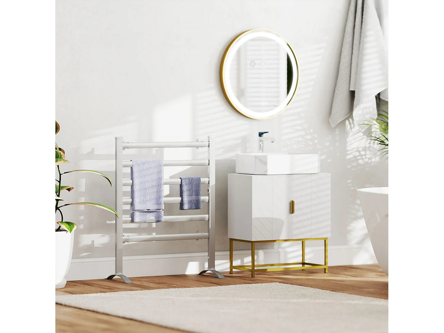 Specchio bagno con luce led regolabile e funzione memoria oro