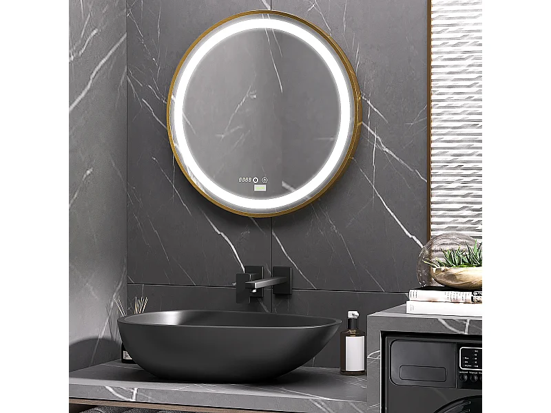 Specchio bagno con luce led regolabile e funzione memoria oro