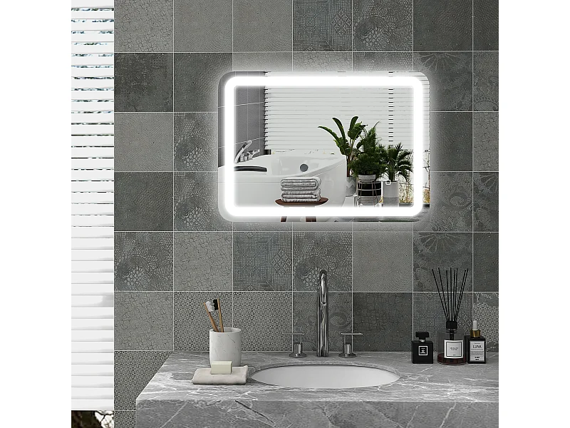 Specchio bagno con interruttore touch luce led e antiappannamento