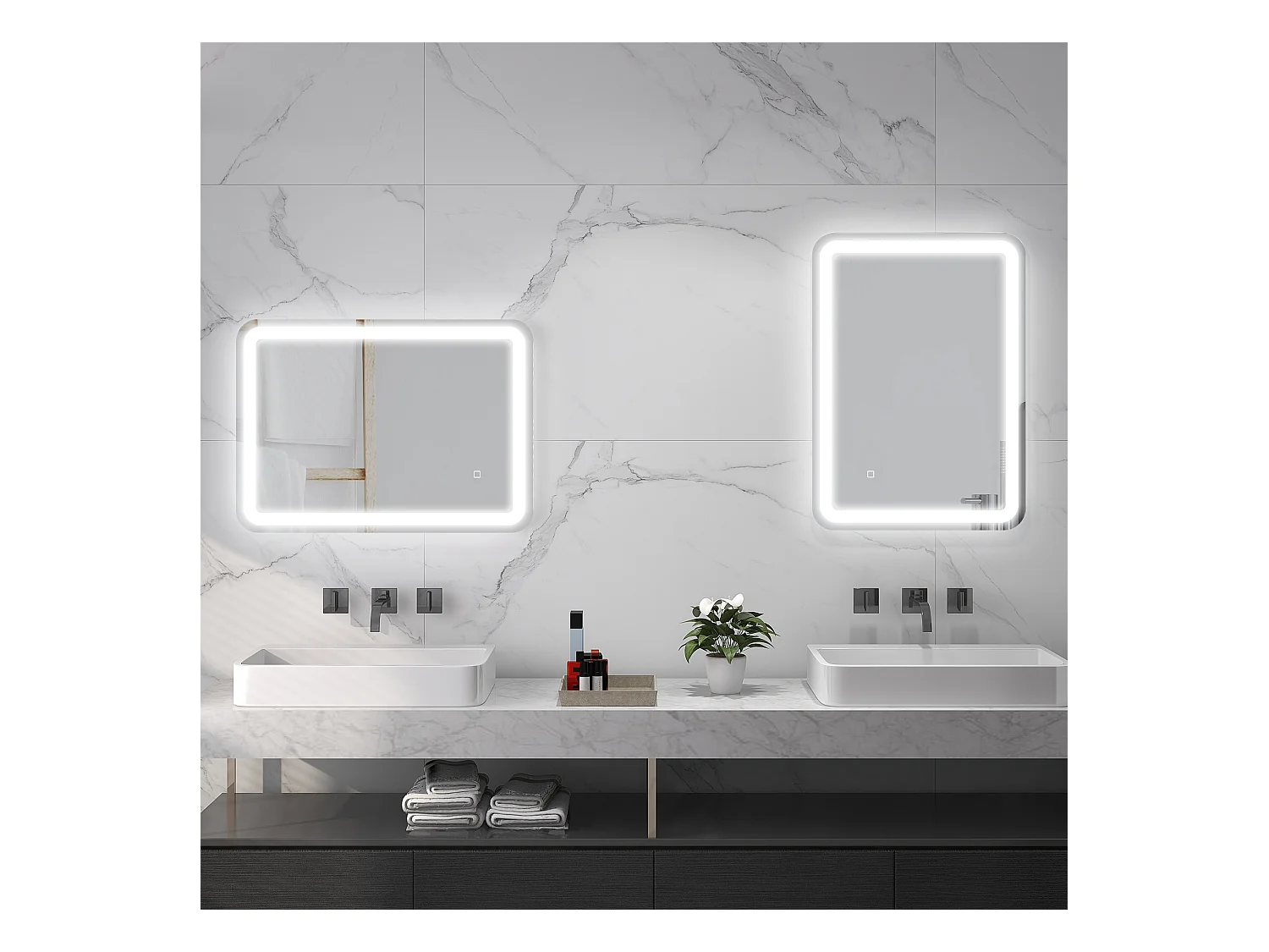 Specchio bagno con interruttore touch luce led e antiappannamento