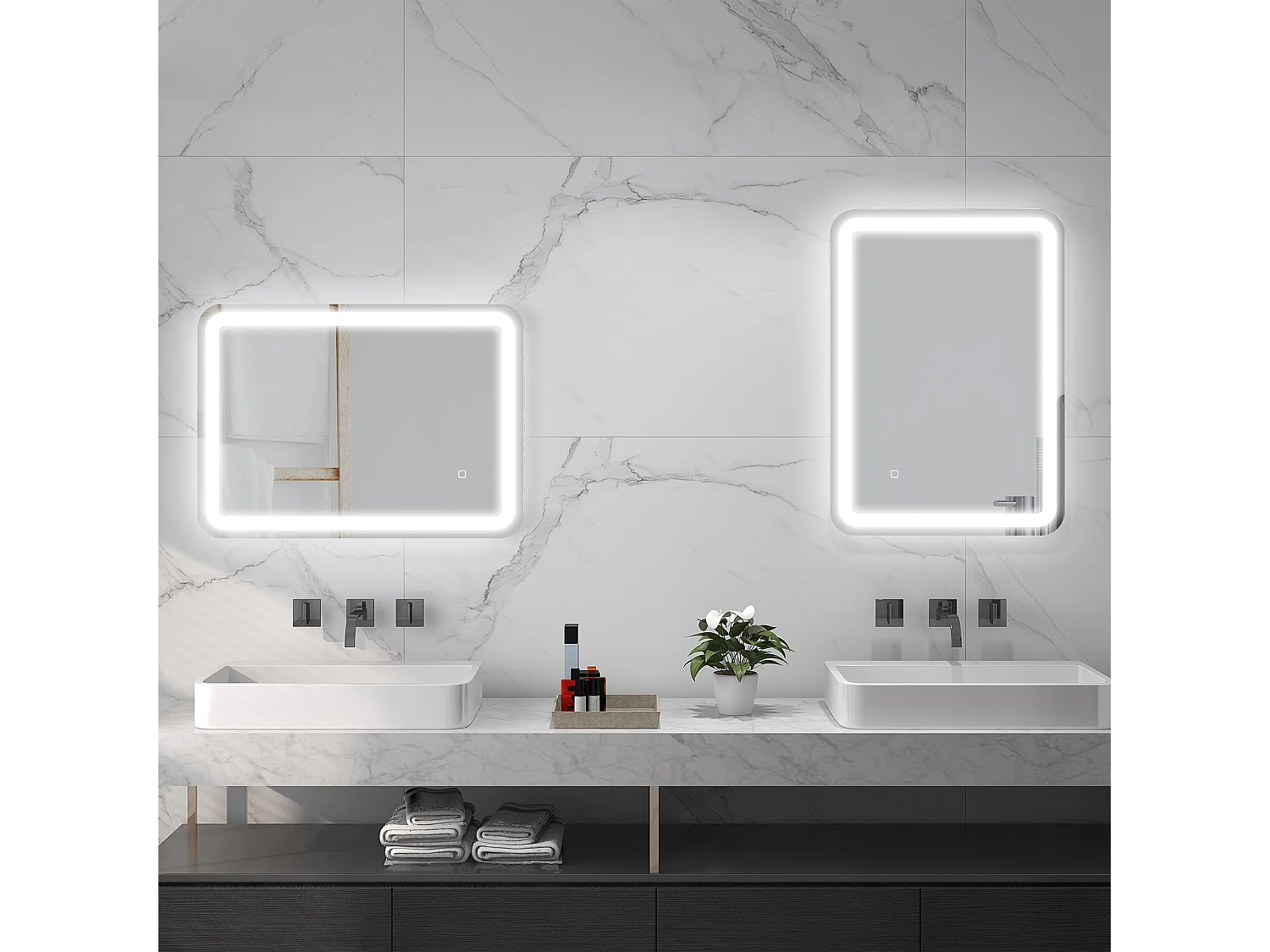 Specchio bagno con interruttore touch luce led e antiappannamento