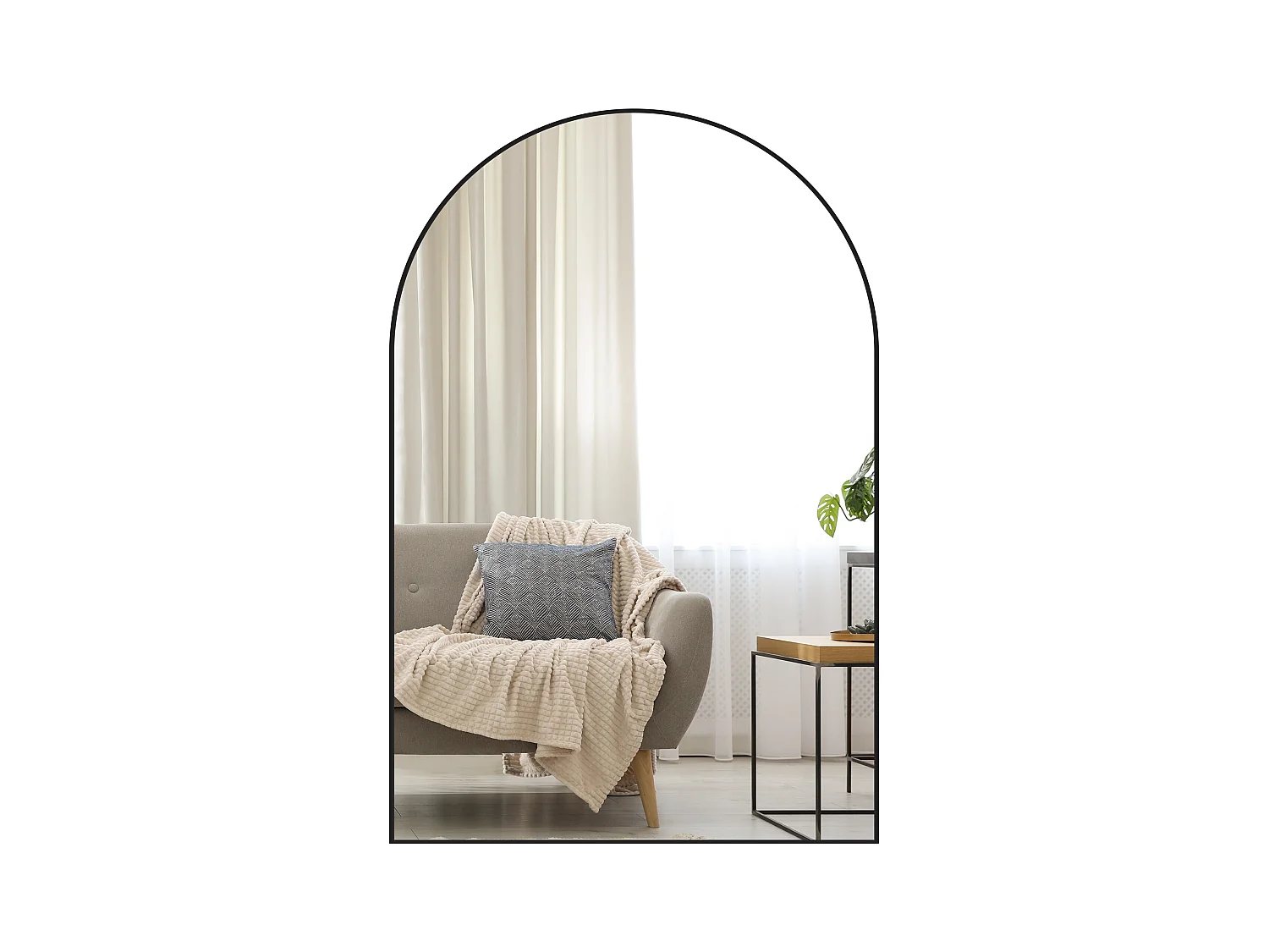 Specchio bagno ad arco 60x90 cm in lega di alluminio nero